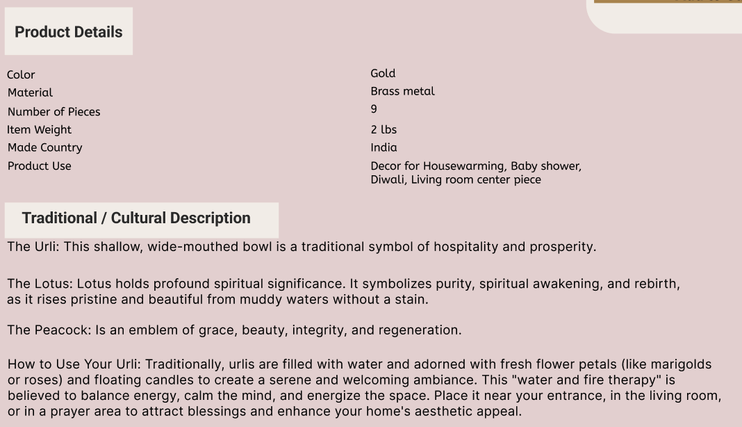 Cultural storytelling product detail